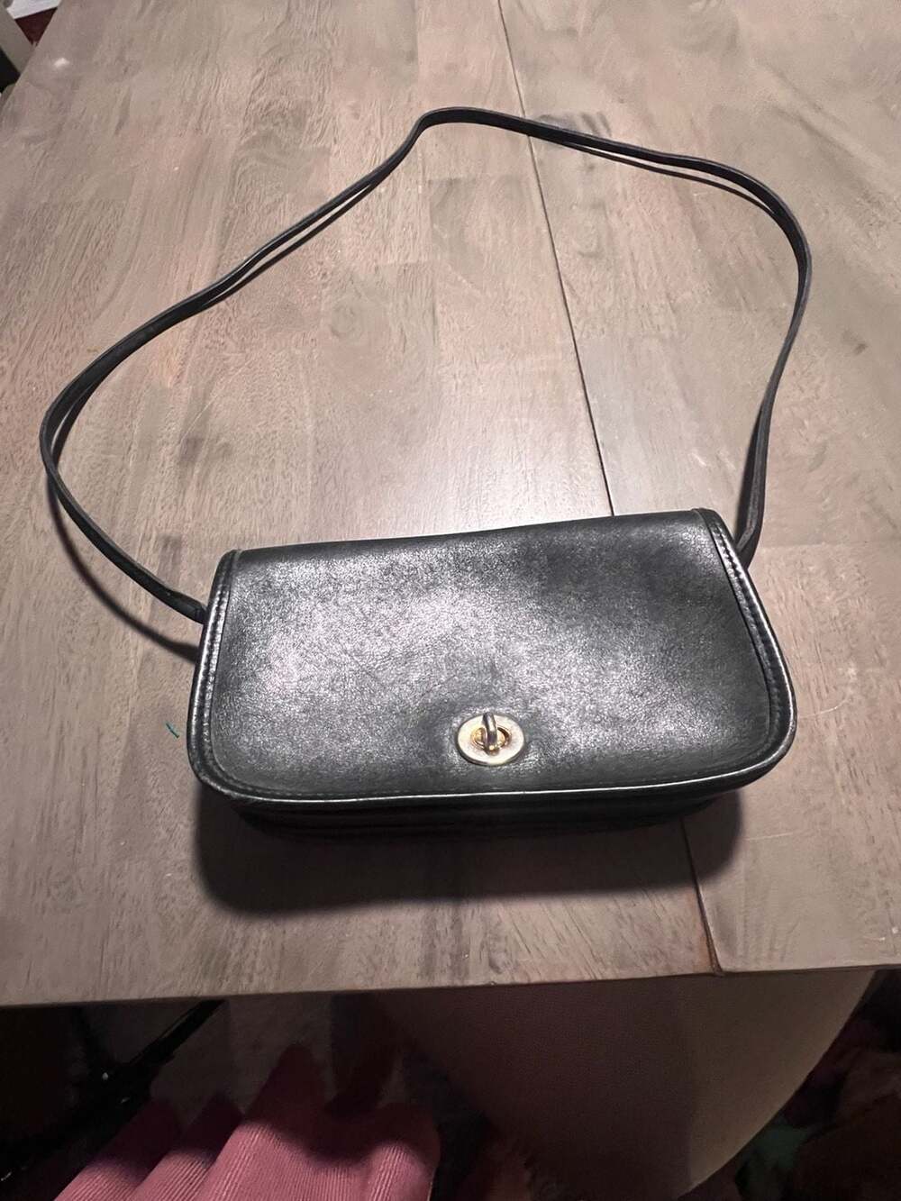 Coach Vintage Dinky Black Leather Crossbody Shoulder Bag